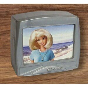 1998 Barbie TV Play House Doll House Television Set Miniature Toy Gray Vtg 90s